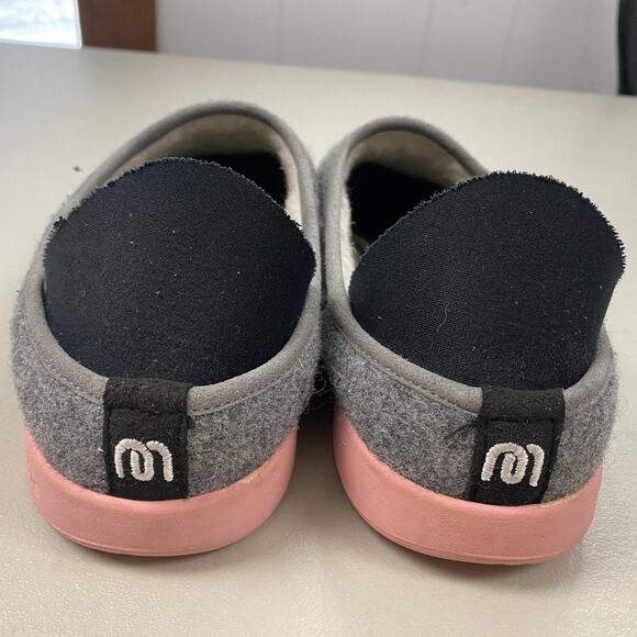 Mahabis Curve Slippers Womens 8.5-9 / 40 Gray Pink Wool House Shoe Shearling - Picture 6 of 12
